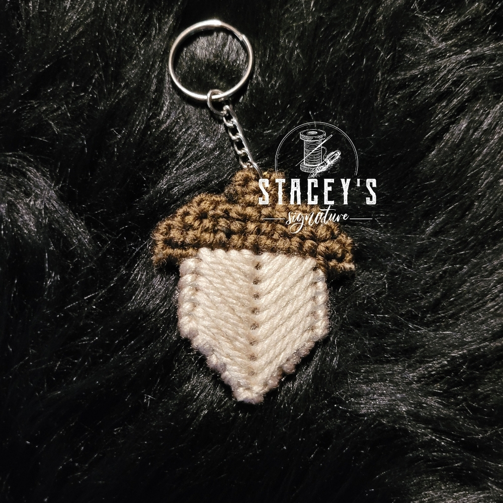 Acorn Hand-sewn Keychain - Plastic Canvas/Needlepoint